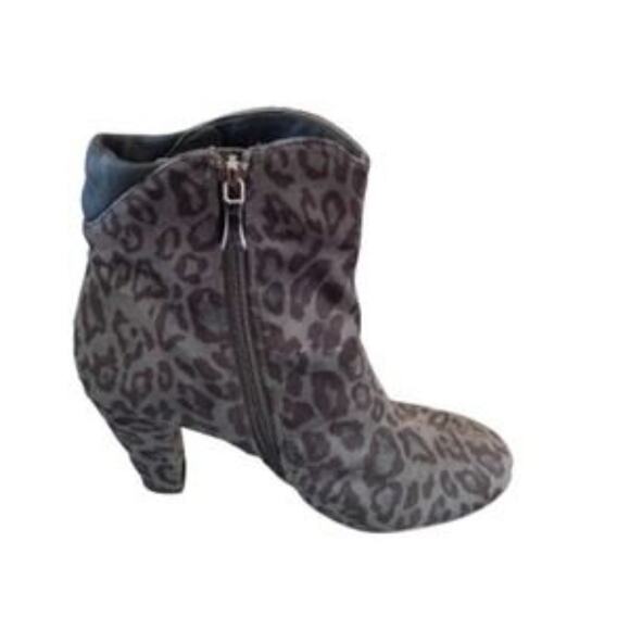 New York Transit Black Leopard Ankle Boots Booties Size 6 - Picture 3 of 7